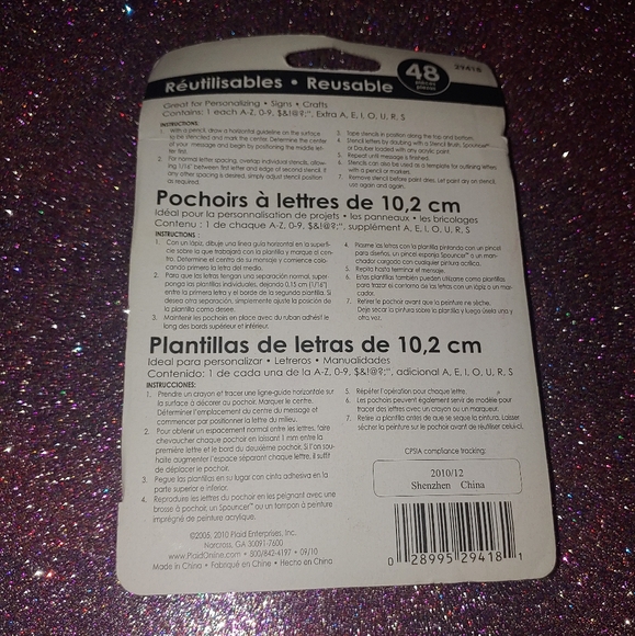 $5 Plaid 4" Card Stock Letters Stencil 48 pk - Picture 4 of 4